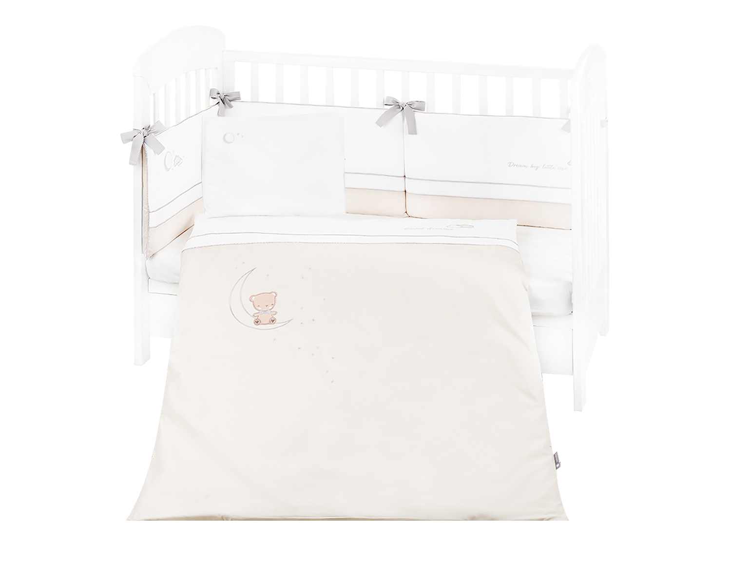 Бебешки спален комплект с бродерия 6 части 70/140 Dream Big Beige