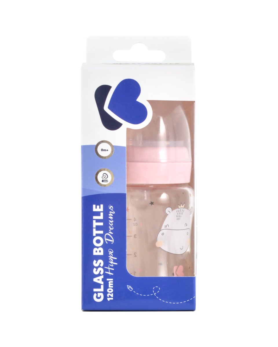 Шише стъклено 120мл Hippo Dreams Pink - Image 3