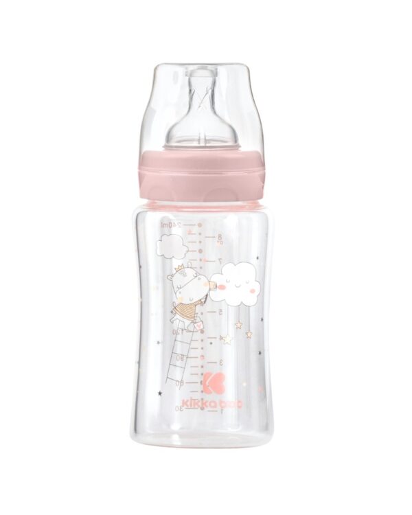 Шише стъклено 240мл Hippo Dreams Pink