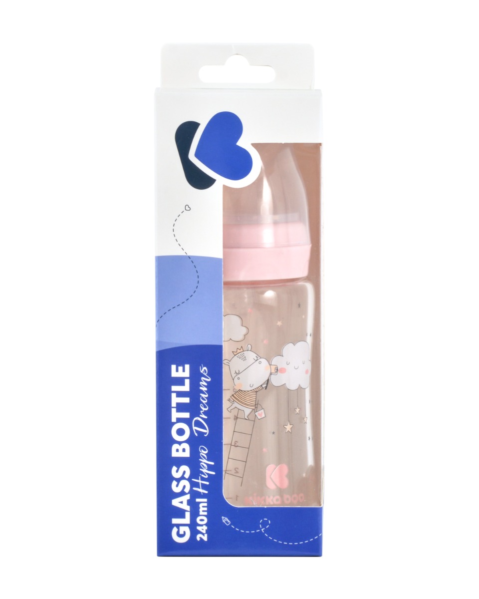 Шише стъклено 240мл Hippo Dreams Pink - Image 3