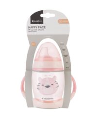 Чаша със силиконов накрайник 200мл Happy face Pink - Image 3