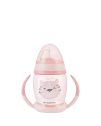 Чаша със силиконов накрайник 200мл Happy face Pink