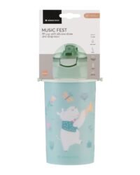 Чаша със силиконовa сламка и каишка 450мл Music Fest Mint - Image 4