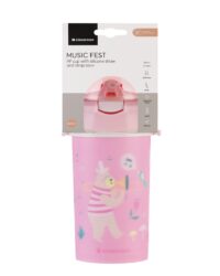 Чаша със силиконовa сламка и каишка 450мл Music Fest Pink - Image 4
