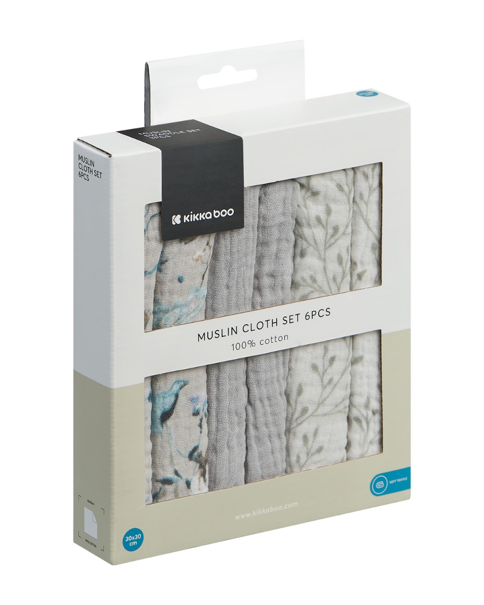 Комплект 6 бр муселинови кърпички 30х30 см Dreamy Fields Grey - Image 2