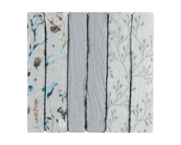 Комплект 6 бр муселинови кърпички 30х30 см Dreamy Fields Grey