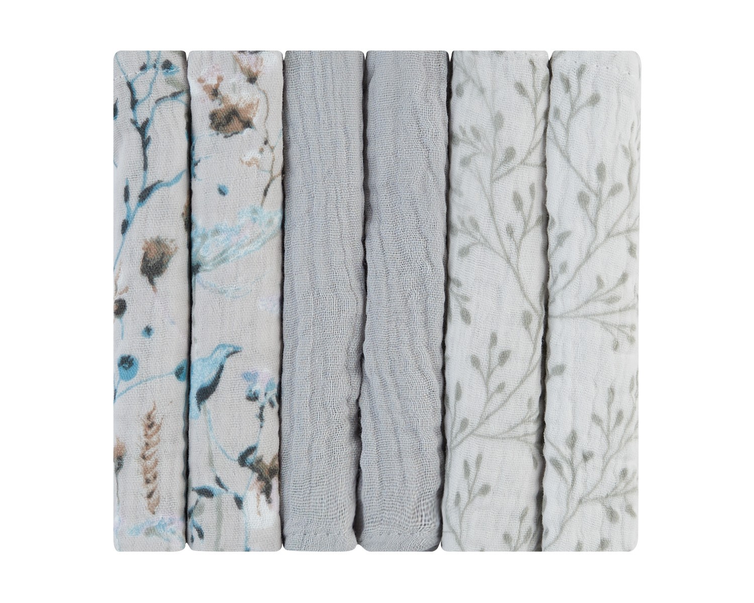 Комплект 6 бр муселинови кърпички 30х30 см Dreamy Fields Grey
