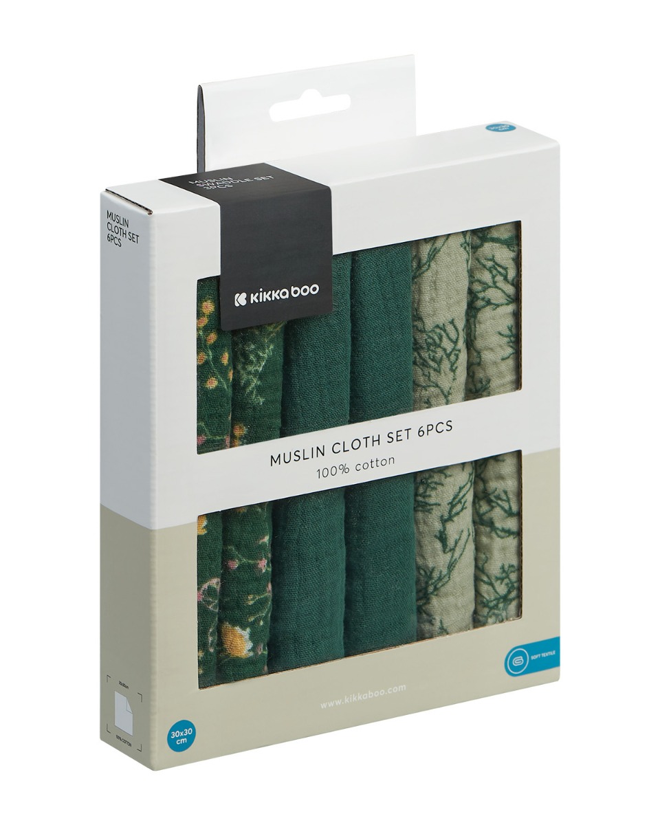 Комплект 6 бр муселинови кърпички 30х30 см Secret Garden Green - Image 2