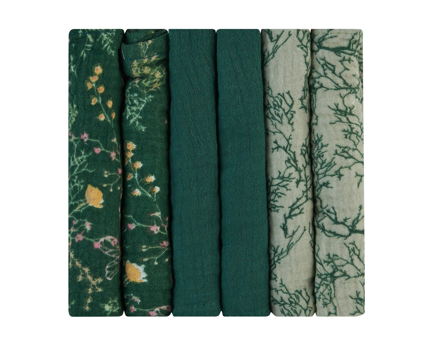 Комплект 6 бр муселинови кърпички 30х30 см Secret Garden Green