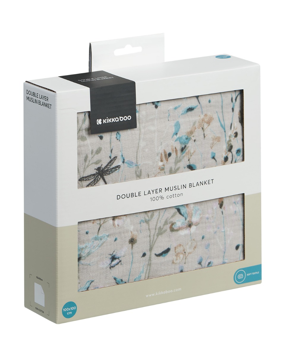 Oдеяло от муселин двупластово 100х100 см Dreamy Fields Grey