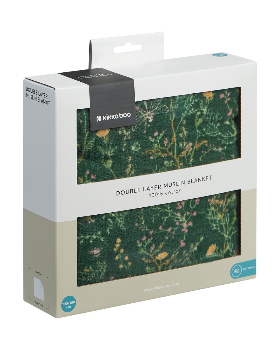 Oдеяло от муселин двупластово 100х100 см Secret Garden Green