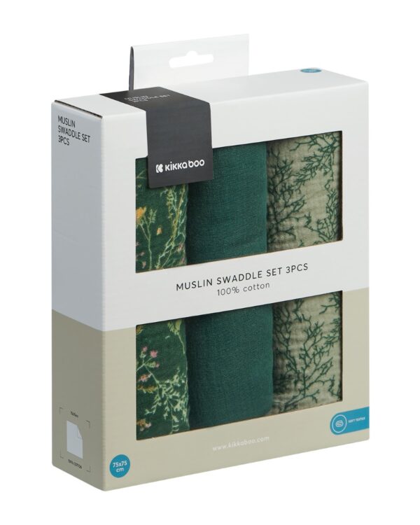 Комплект 3 бр муселинови пелени 75х75 см Secret Garden Green - Image 2