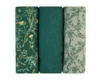 Комплект 3 бр муселинови пелени 75х75 см Secret Garden Green