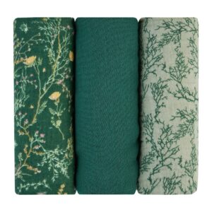 Комплект 3 бр муселинови пелени 75х75 см Secret Garden Green