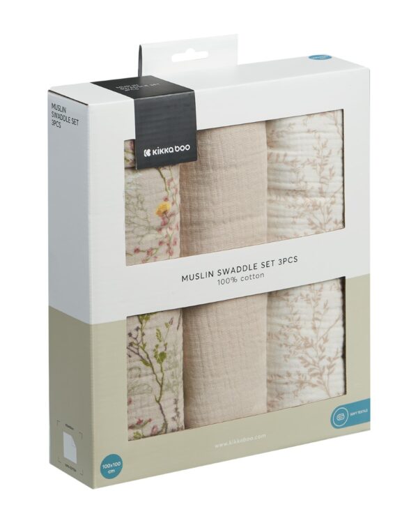 Комплект 3 бр муселинови пелени 100х100 см Secret Garden Beige - Image 2