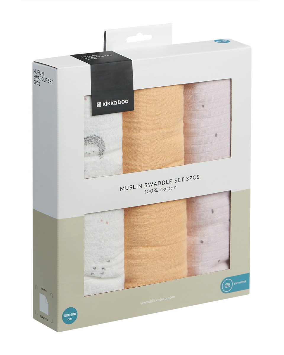 Комплект 3 бр муселинови пелени 100х100 см Hedge-hugs - Image 2