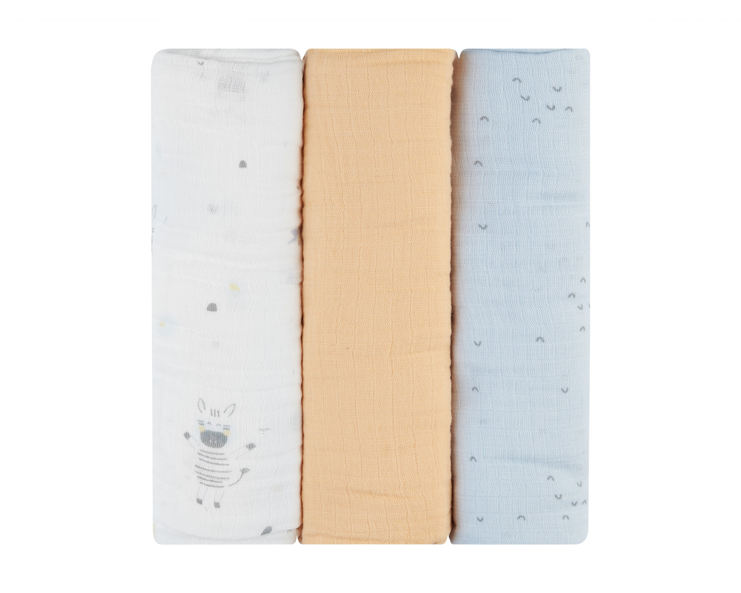 Комплект 3 бр муселинови пелени 100х100 см Stripy Friends