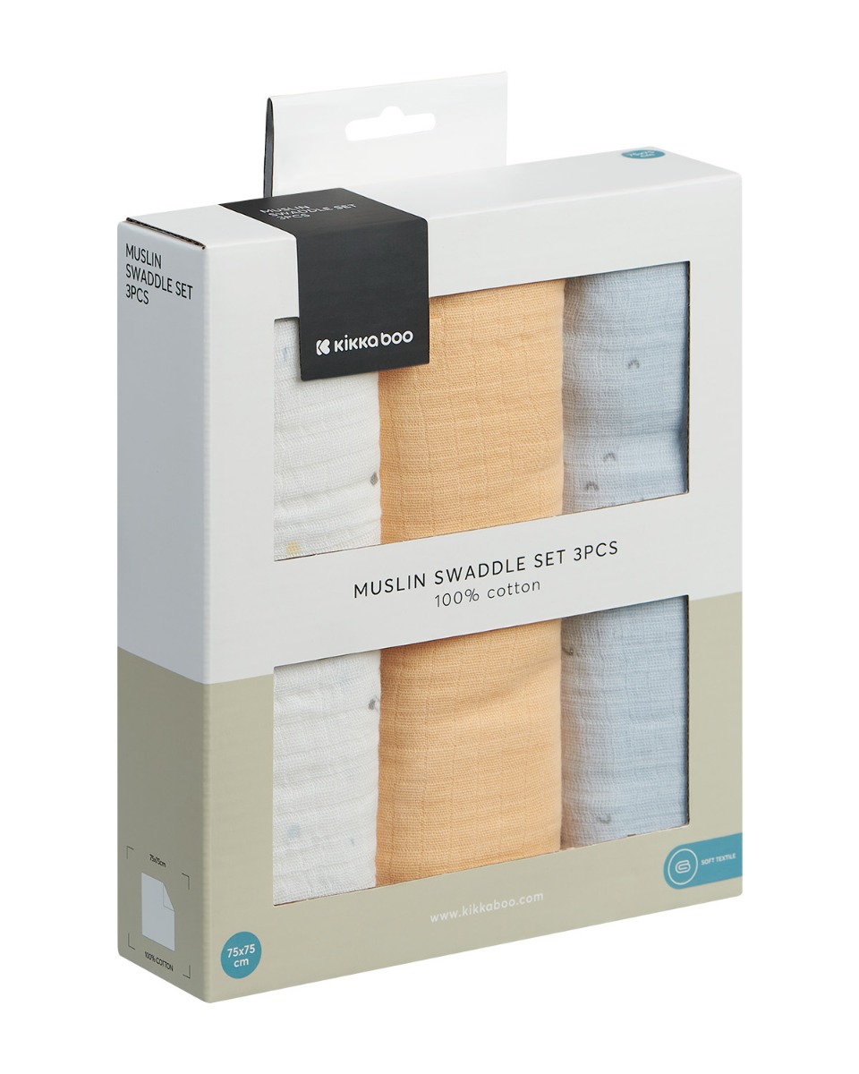 Комплект 3 бр муселинови пелени 75х75 см Stripy Friends - Image 2
