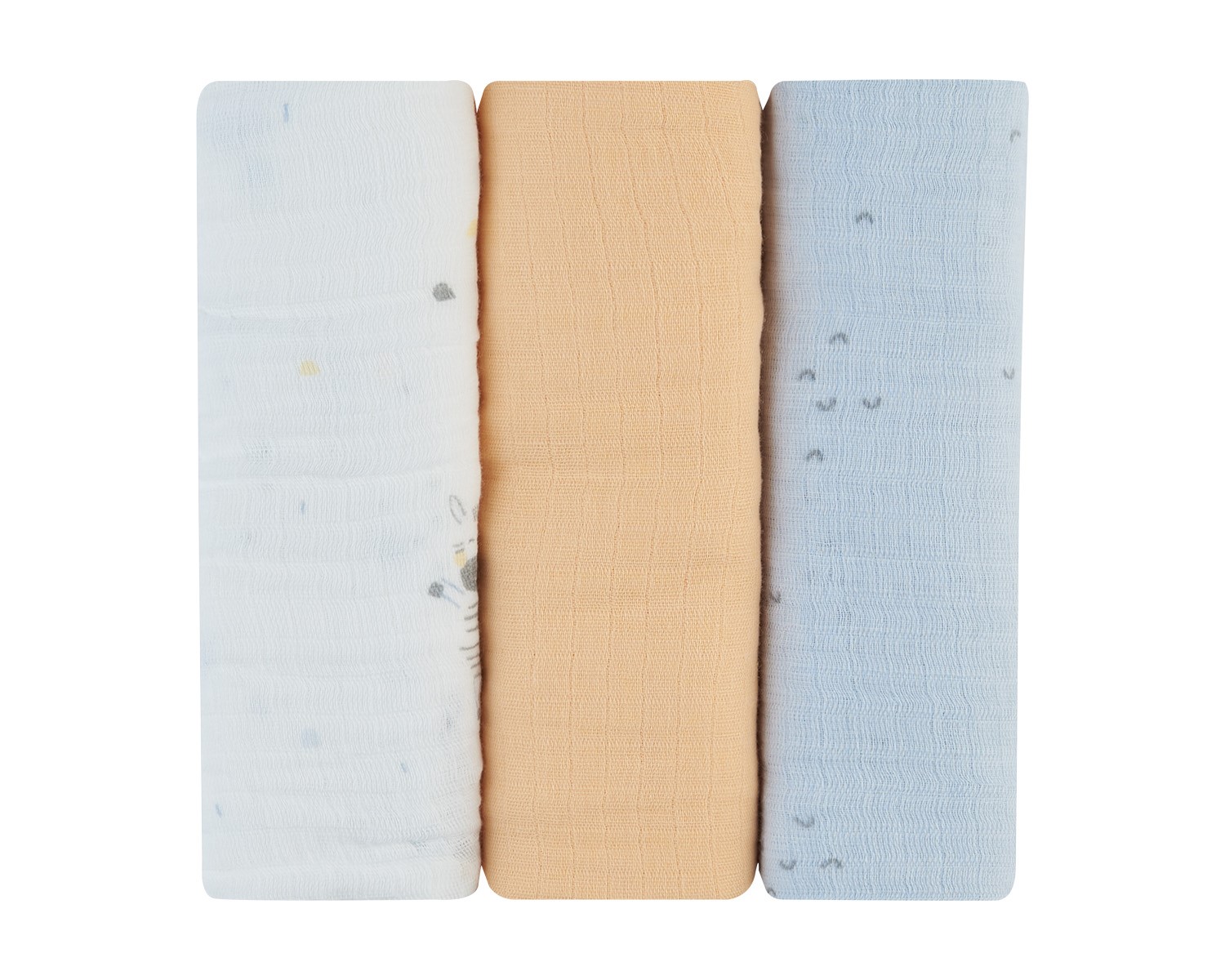 Комплект 3 бр муселинови пелени 75х75 см Stripy Friends