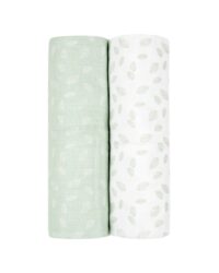 Комплект 2бр муселинови пелени 80х80 см Leaves Mint