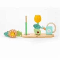 Дървена играчка - кубчета за нанизване Цветна градина - Image 2