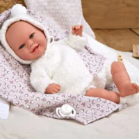 Кукла-бебе Беатрис с бял пухкав тоалет и одеяло, реално тегло - 35 см - Image 8