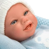 Кукла-бебе Паоло със синьо одеяло и аксесоари - 40 см - Image 7