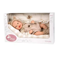 Кукла-бебе Рубен в бежов костюм на мече, реално тегло - 45 см - Image 7