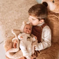 Кукла-бебе в гащеризон на мече с реално тегло - 35 см - Image 2
