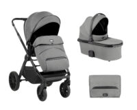 Комбинирана количка 2в1 с кош за новородено Tiffany Light Grey