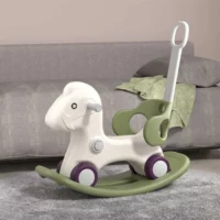 Детско люлеещо конче 3 в 1 с родителски контрол - зелено - Image 3