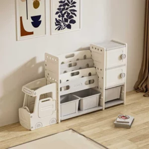 Органайзер за играчки с форма на автобус с 11 кутии и 2 шкафчета за съхранение,Feelkids